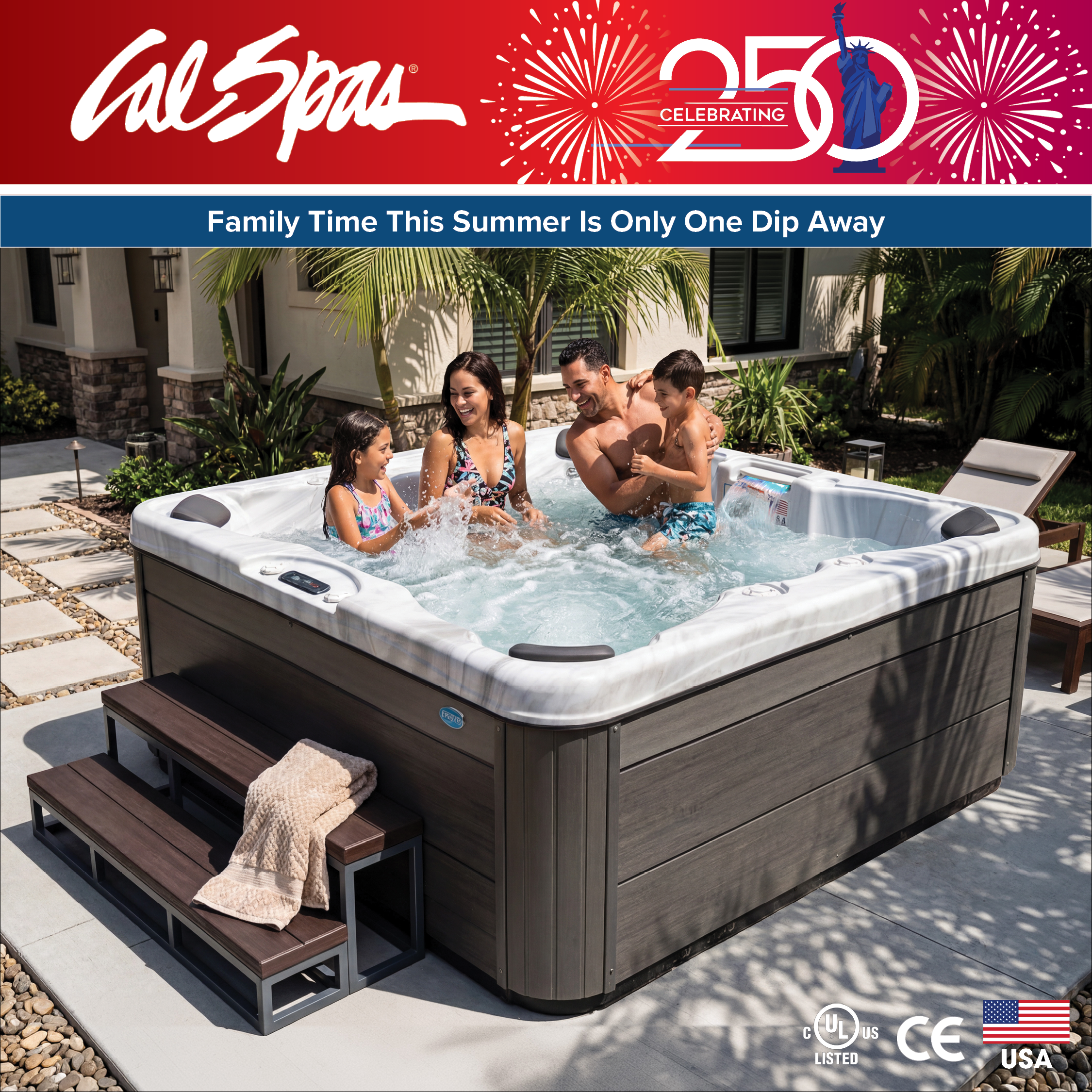 Calspas hot tub being used in a family setting - Chatham